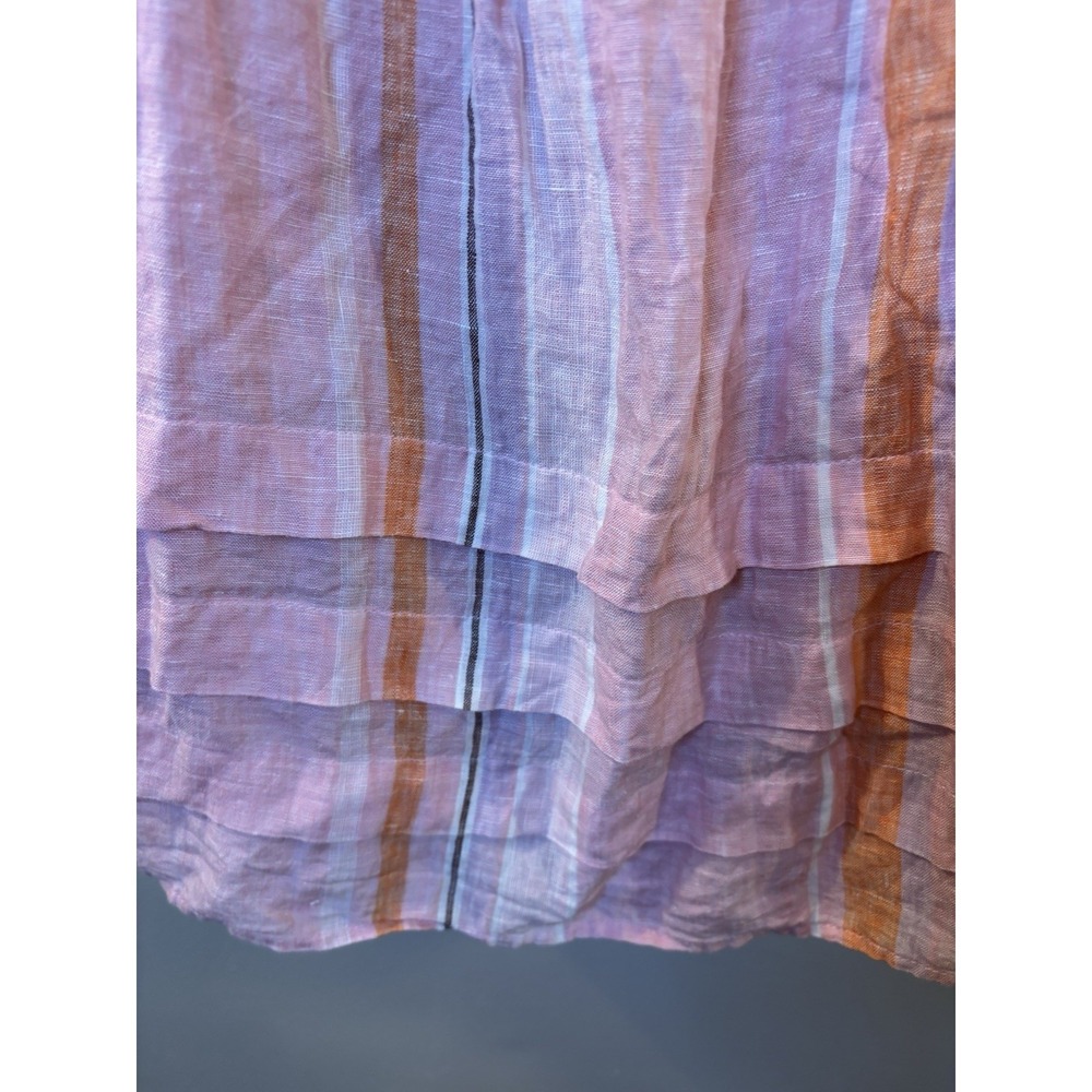 LEMLEM x H&M Pink Stripe Linen Dress L Puff Sleeve Beach Summer - Picture 6 of 12